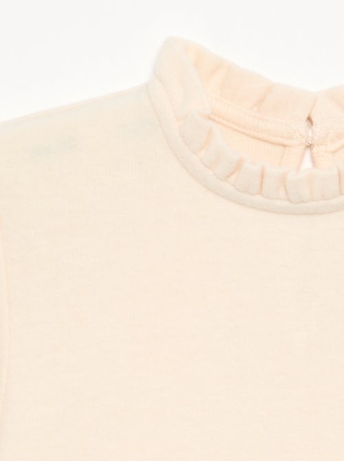 T-shirt met lange mouwen en kraag met ruches - Kiabi