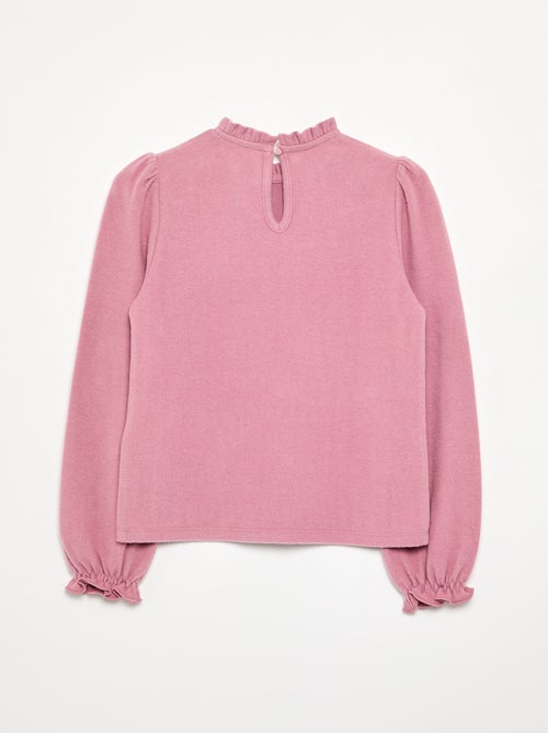 T-shirt met lange mouwen en kraag met ruches - Kiabi