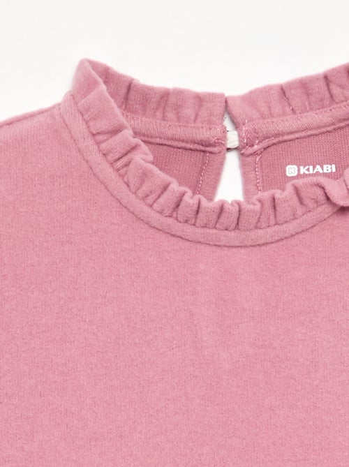 T-shirt met lange mouwen en kraag met ruches - Kiabi