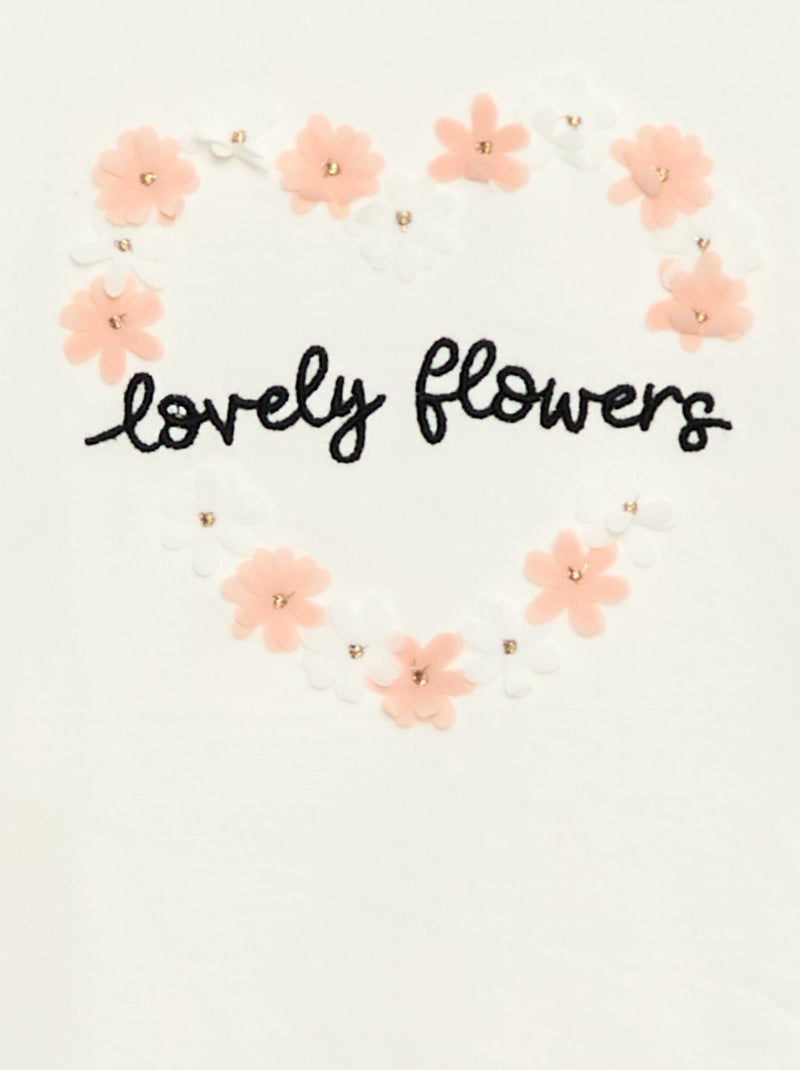 T-shirt met lange mouwen en lovertjes Biege - Kiabi