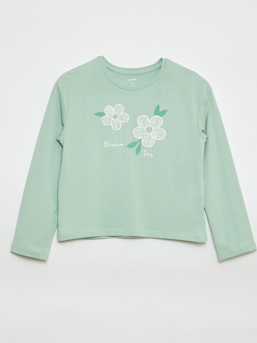 T-shirt met lange mouwen en lovertjes - Kiabi