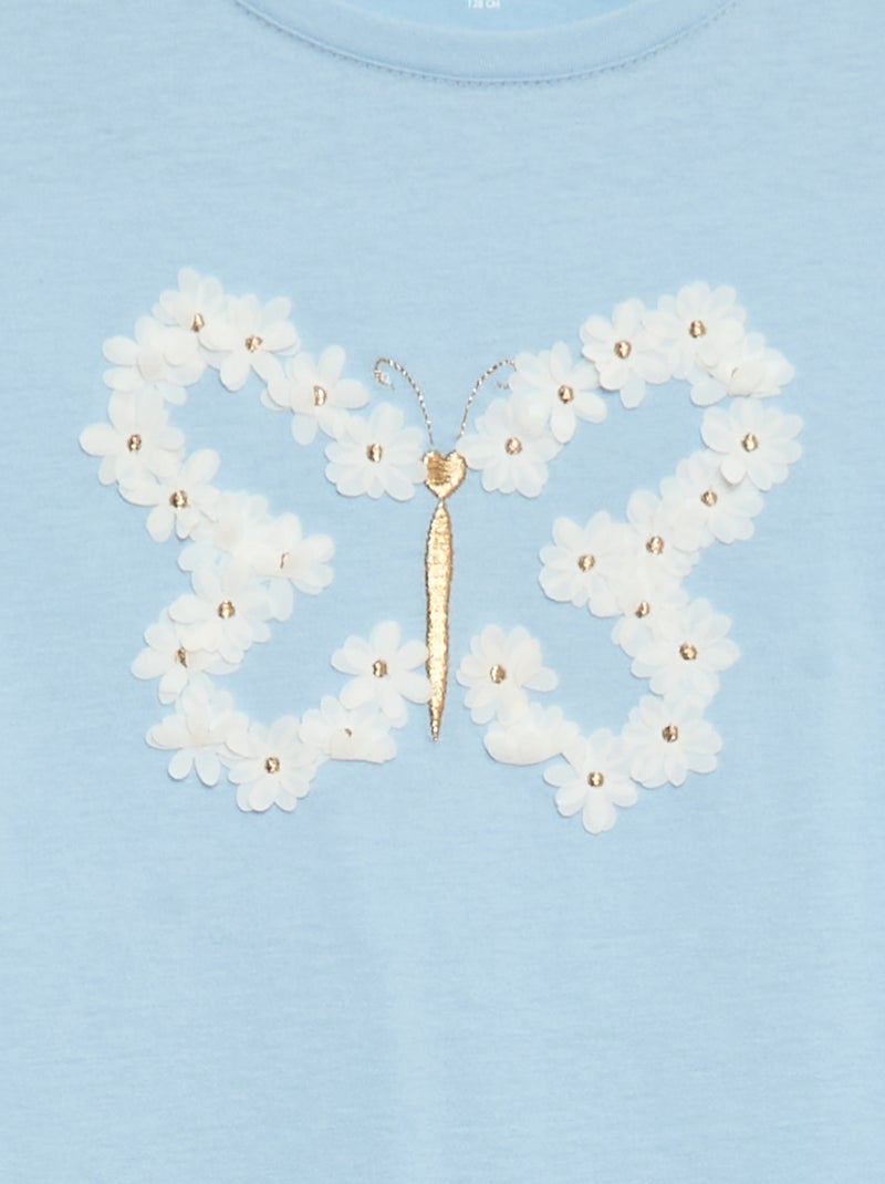 T-shirt met lange mouwen en lovertjes Blauw - Kiabi