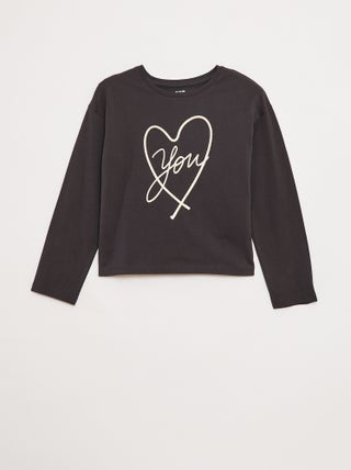 T-shirt met lange mouwen en lovertjes
