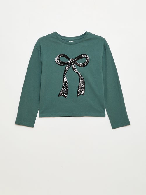 T-shirt met lange mouwen en lovertjes - Kiabi