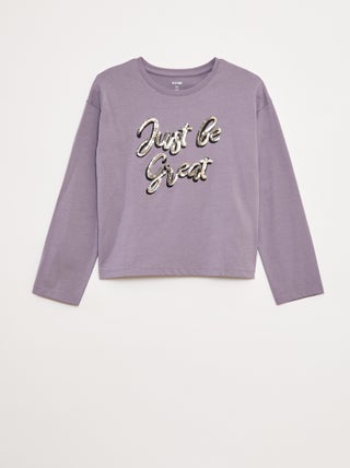T-shirt met lange mouwen en lovertjes