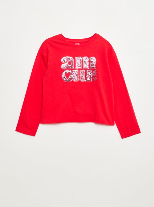 T-shirt met lange mouwen en lovertjes - Kiabi