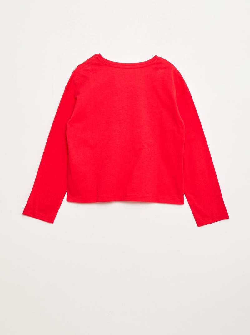 T-shirt met lange mouwen en lovertjes Rood - Kiabi