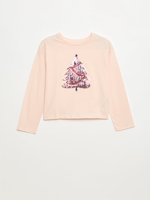 T-shirt met lange mouwen en lovertjes - Kiabi