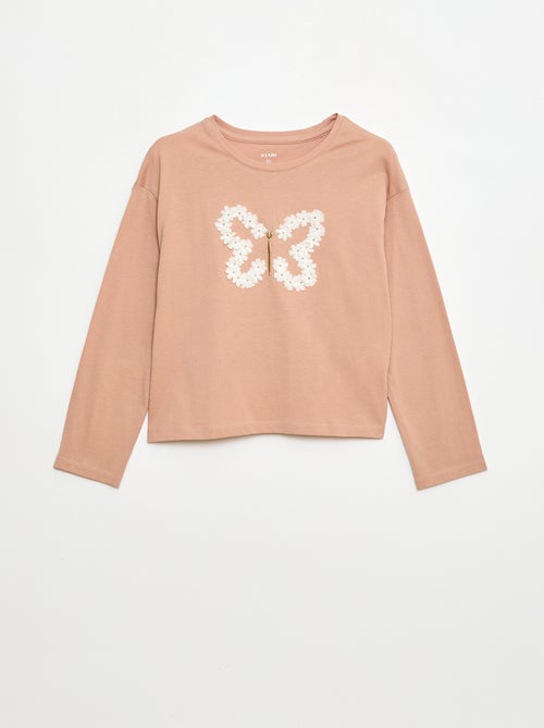 T-shirt met lange mouwen en lovertjes - Kiabi