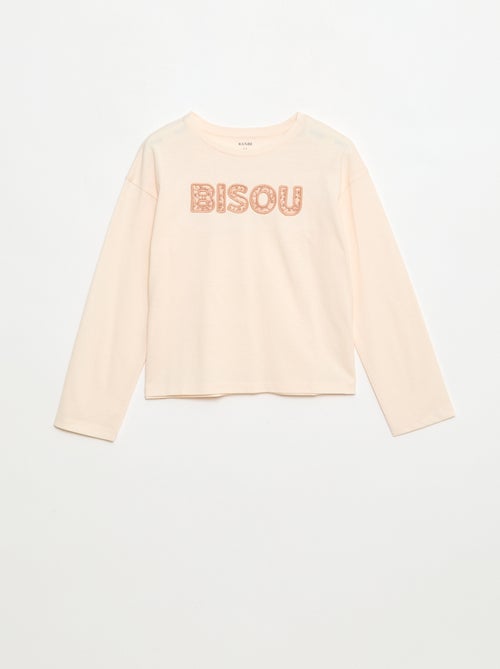 T-shirt met lange mouwen en lovertjes - Kiabi