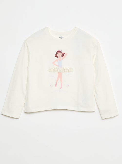T-shirt met lange mouwen en lovertjes - Kiabi