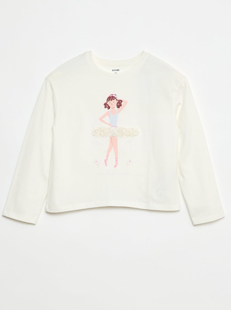 T-shirt met lange mouwen en lovertjes Wit - Kiabi