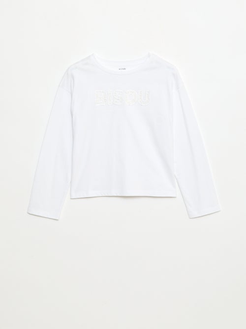 T-shirt met lange mouwen en lovertjes - Kiabi