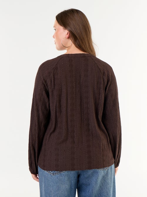 T-shirt met lange mouwen en opengewerkte stof - Kiabi T-shirt met lange mouwen en opengewerkte stof - Kiabi