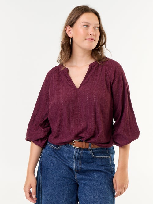 T-shirt met lange mouwen en opengewerkte stof - Kiabi T-shirt met lange mouwen en opengewerkte stof - Kiabi