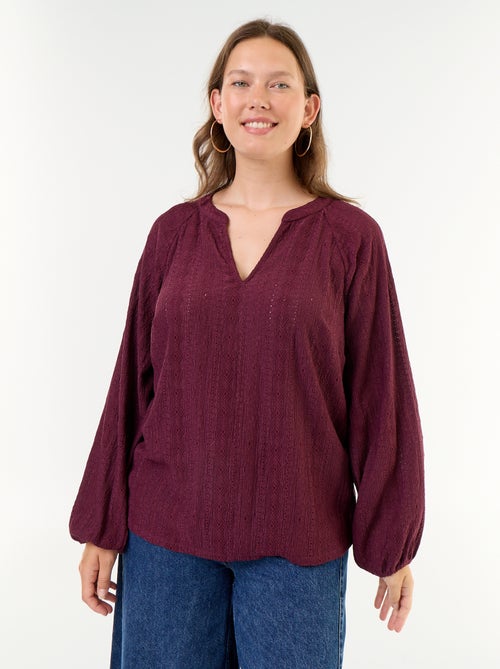 T-shirt met lange mouwen en opengewerkte stof - Kiabi T-shirt met lange mouwen en opengewerkte stof - Kiabi