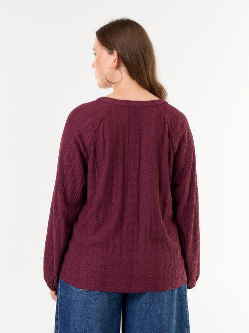 T-shirt met lange mouwen en opengewerkte stof - Kiabi T-shirt met lange mouwen en opengewerkte stof - Kiabi