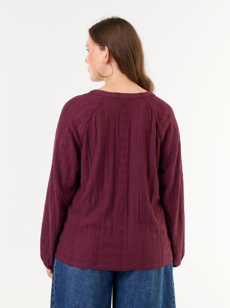 T-shirt met lange mouwen en opengewerkte stof Rose - Kiabi