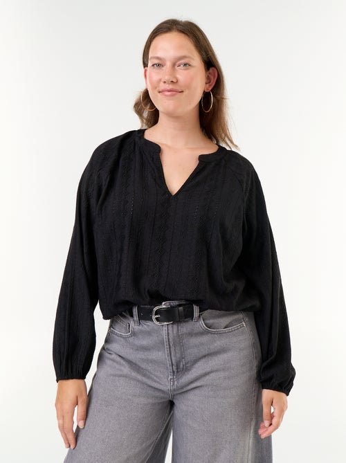 T-shirt met lange mouwen en opengewerkte stof - Kiabi T-shirt met lange mouwen en opengewerkte stof - Kiabi