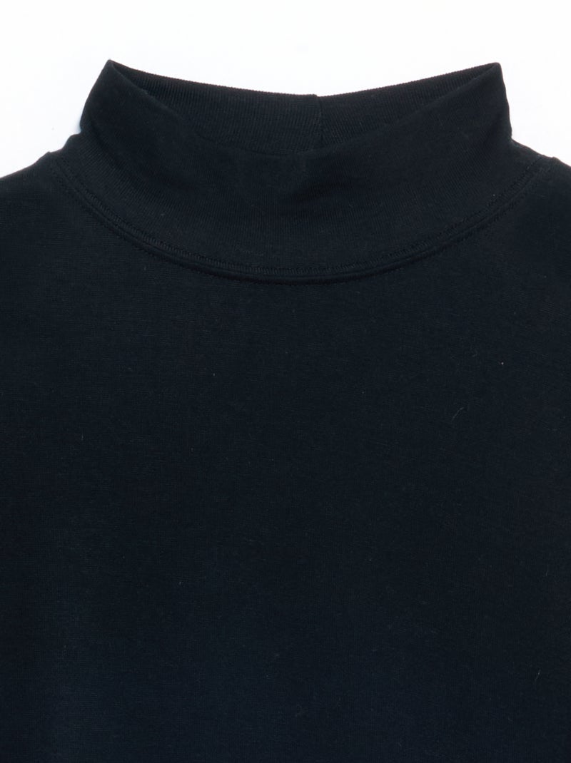 T-shirt met lange mouwen en opstaande kraag Zwart - Kiabi