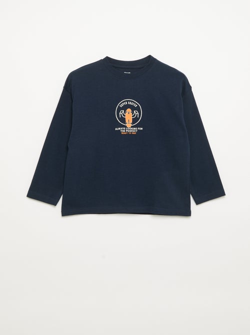 T-shirt met lange mouwen en patches op de voor- en achterkant - Kiabi