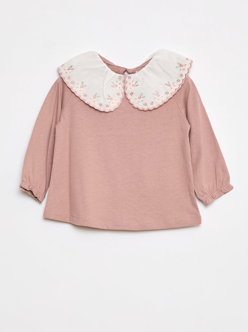 T-shirt met lange mouwen en Peter Pan-kraagje Rose - Kiabi