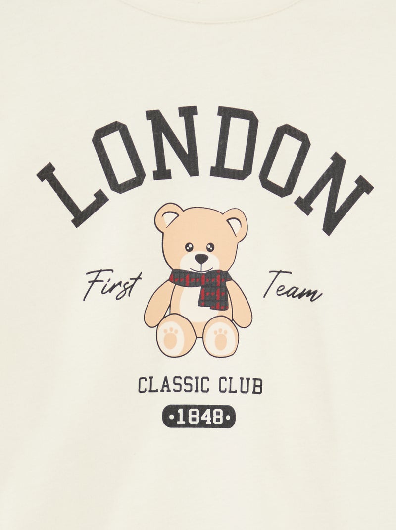 T-shirt met lange mouwen en print Biege - Kiabi