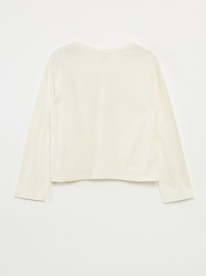 T-shirt met lange mouwen en print Biege - Kiabi