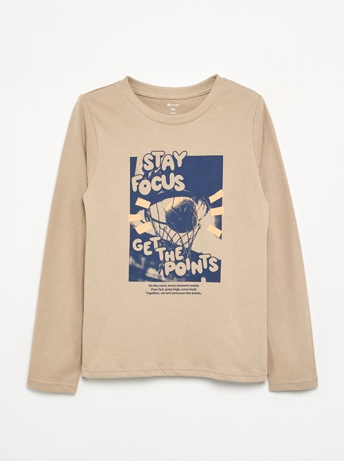 T-shirt met lange mouwen en print - Kiabi