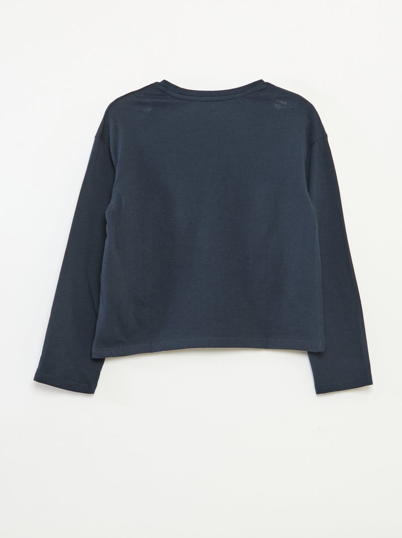 T-shirt met lange mouwen en print Blauw - Kiabi