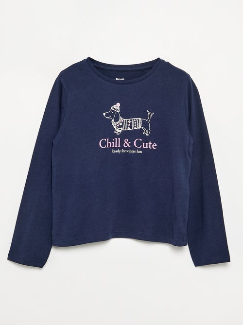 T-shirt met lange mouwen en print - Kiabi