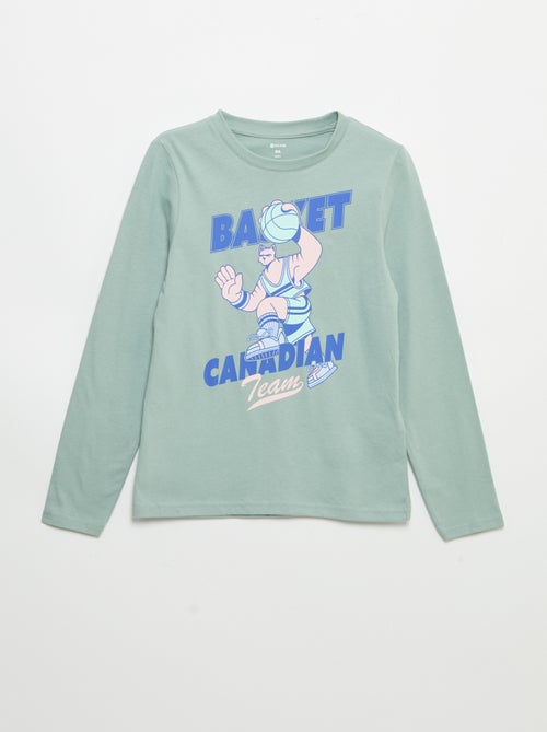 T-shirt met lange mouwen en print - Kiabi