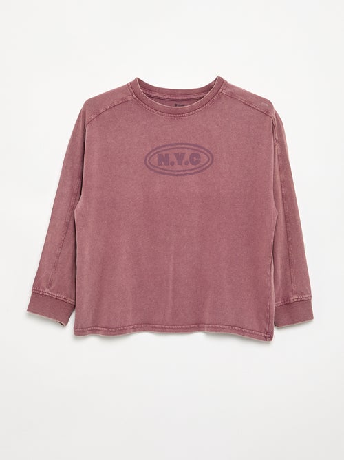 T-shirt met lange mouwen en print - Kiabi