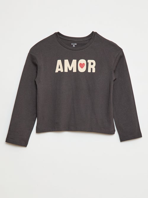 T-shirt met lange mouwen en print - Kiabi