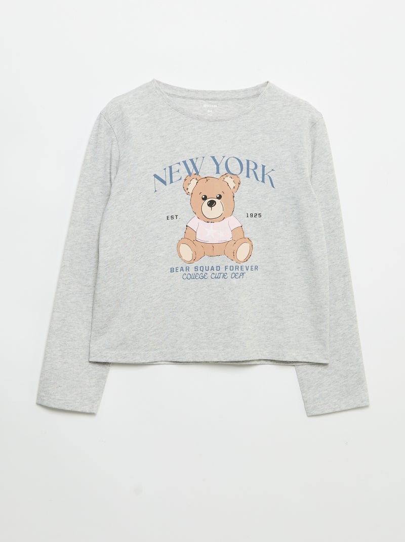 T-shirt met lange mouwen en print Grijs - Kiabi