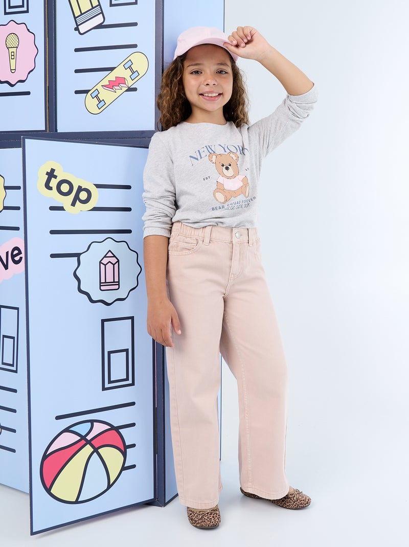 T-shirt met lange mouwen en print Grijs - Kiabi