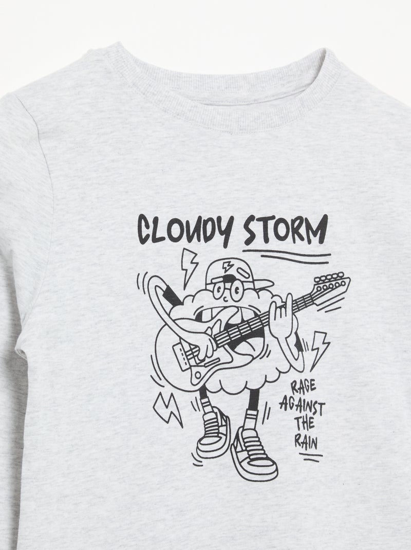 T-shirt met lange mouwen en print Grijs - Kiabi