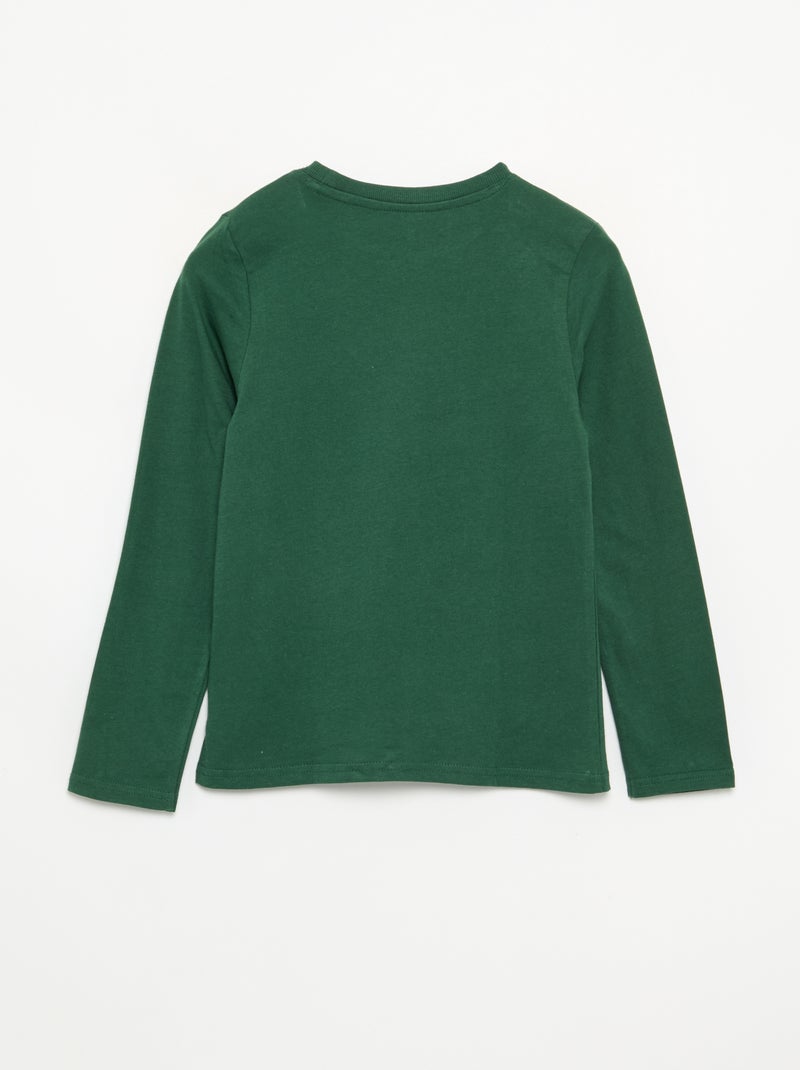 T-shirt met lange mouwen en print Groen - Kiabi