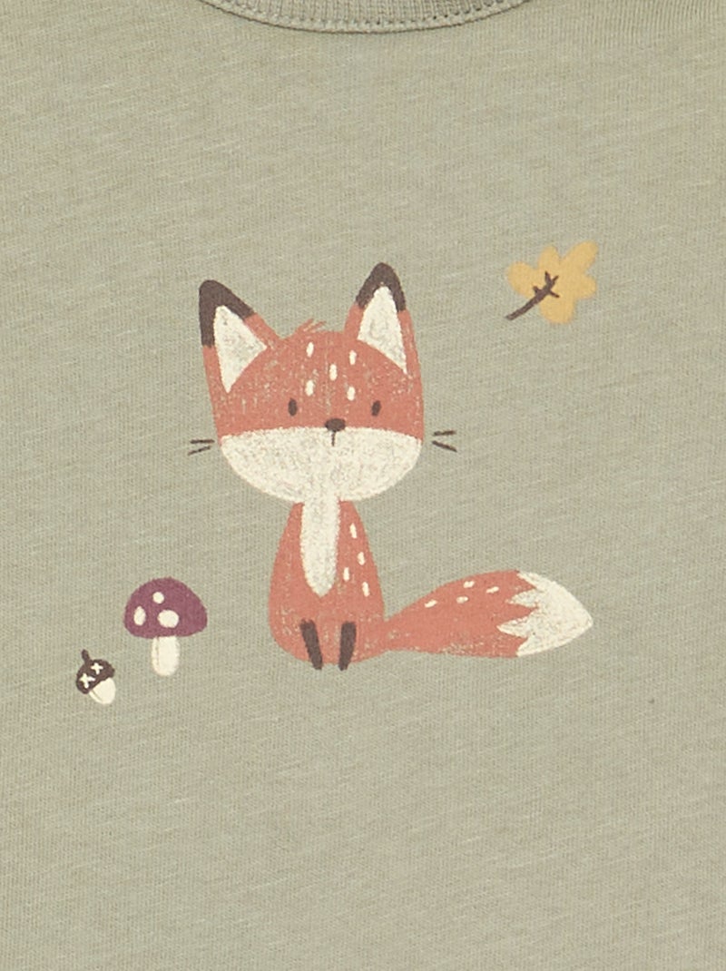 T-shirt met lange mouwen en print Groen - Kiabi