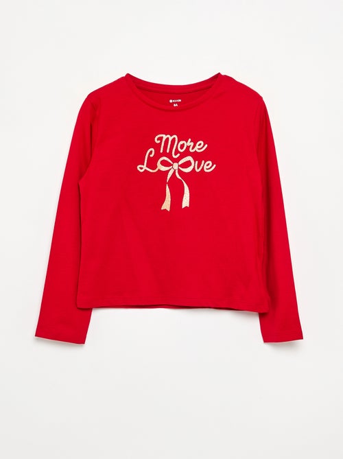 T-shirt met lange mouwen en print - Kiabi