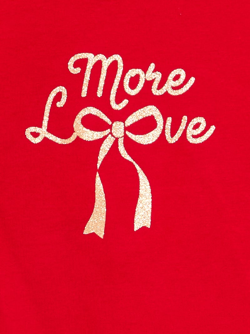 T-shirt met lange mouwen en print Rood - Kiabi