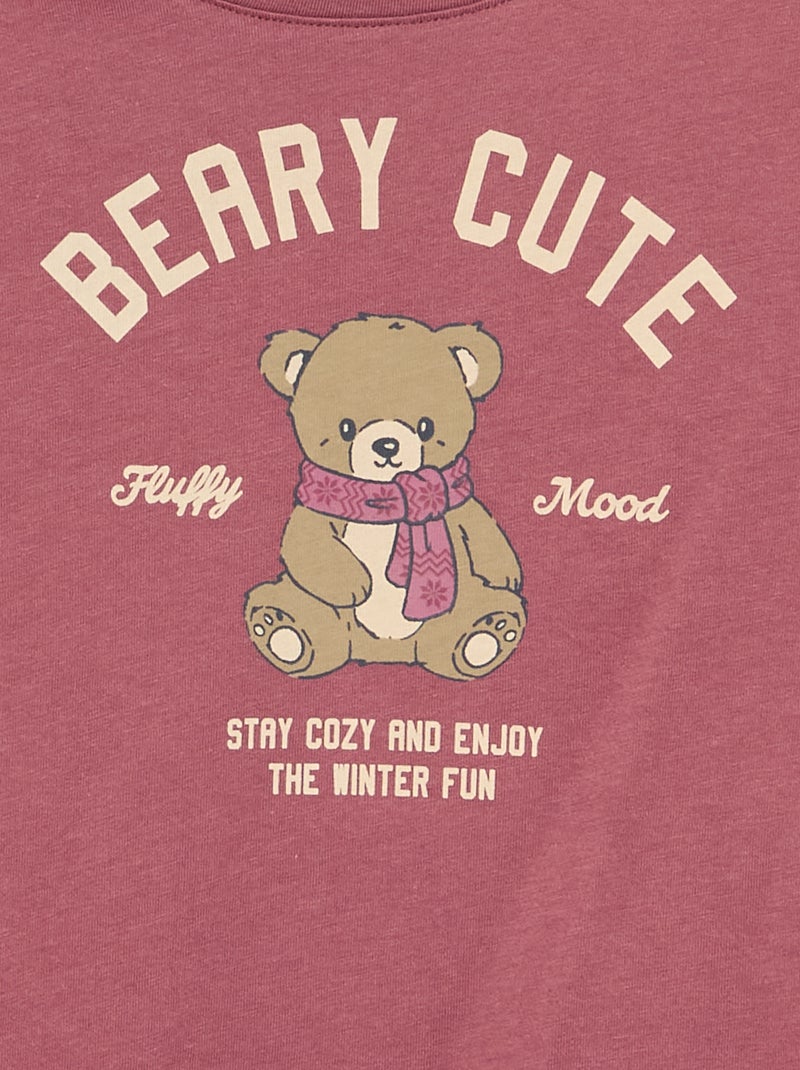 T-shirt met lange mouwen en print Rose - Kiabi