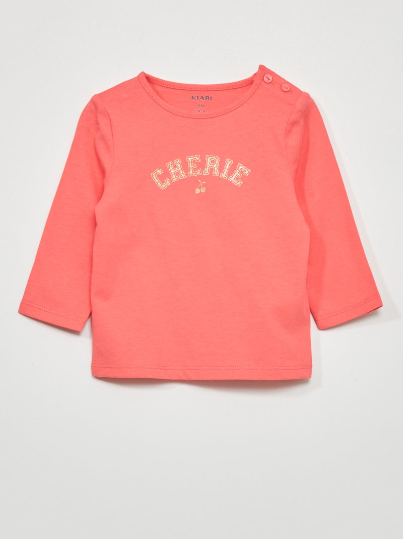 T-shirt met lange mouwen en print ROSE - Kiabi