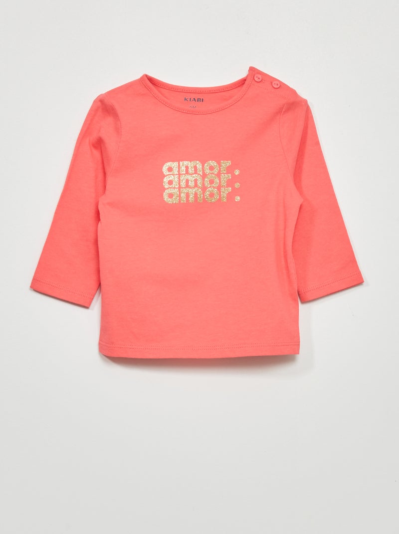 T-shirt met lange mouwen en print ROSE - Kiabi