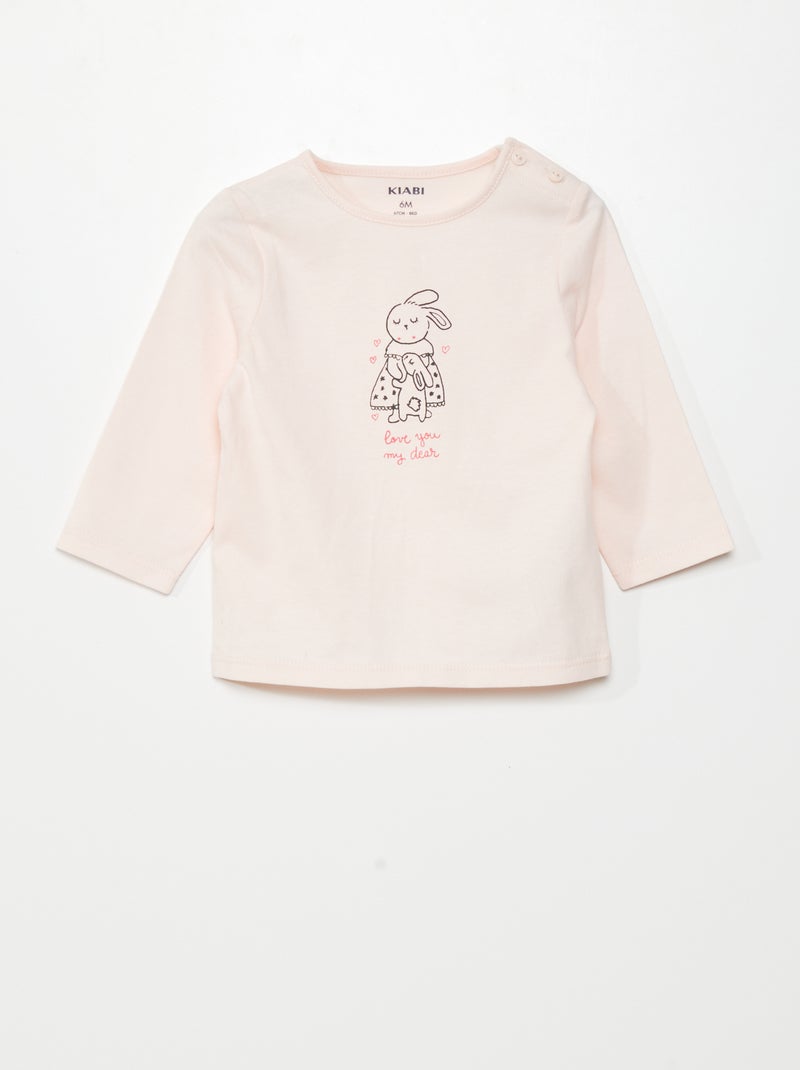 T-shirt met lange mouwen en print ROSE - Kiabi
