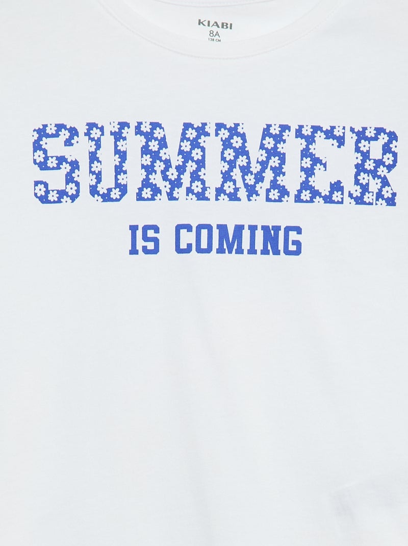 T-shirt met lange mouwen en print Wit - Kiabi