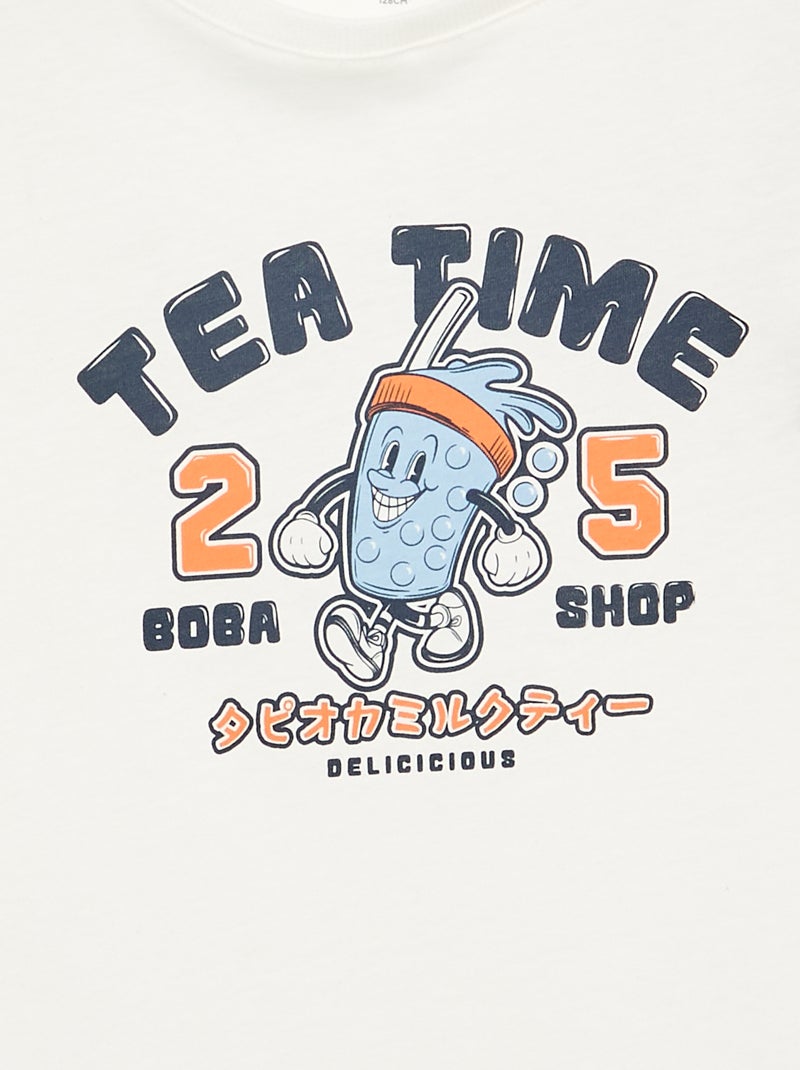 T-shirt met lange mouwen en print Wit - Kiabi