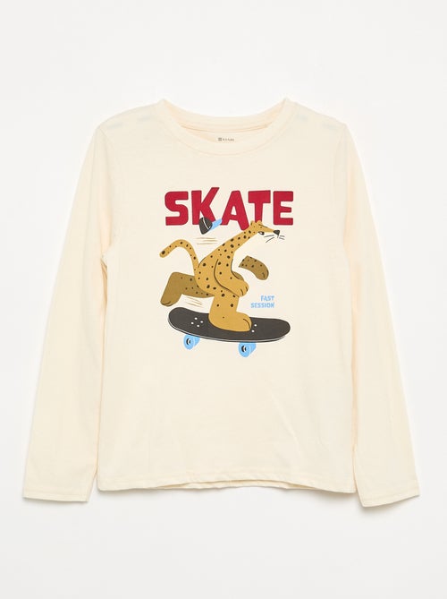 T-shirt met lange mouwen en print - Kiabi
