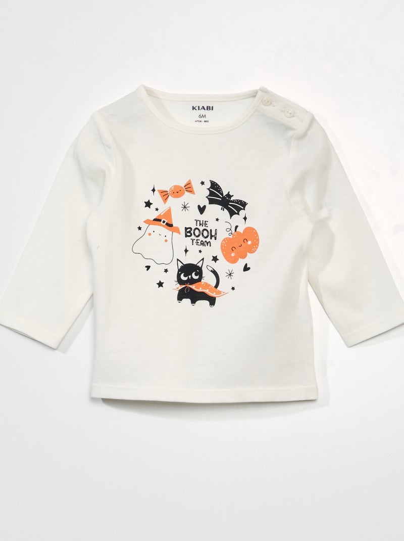 T-shirt met lange mouwen en print WIT - Kiabi