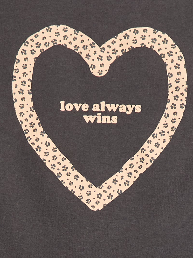 T-shirt met lange mouwen en print Zwart - Kiabi